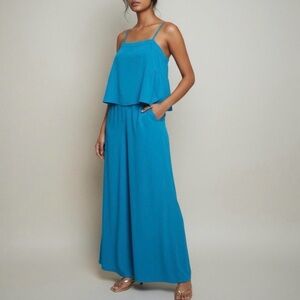 House of Harlow 1960 Vibrant Blue Flowy Tank Top and Wide Leg Bottom Pant Set